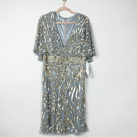 NWT Mac Duggal Embellished Cape Sleeve Cocktail Dress (Plus) Sz 16W - Picture 4 of 9